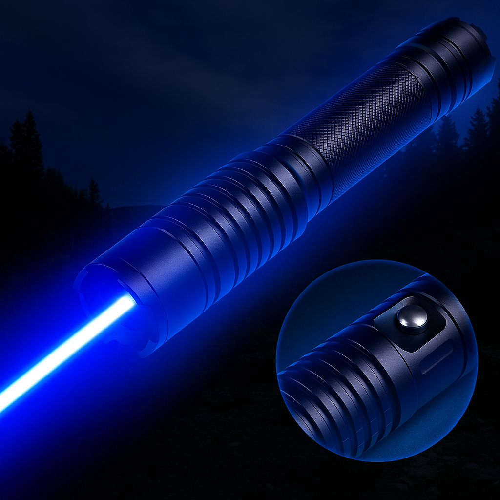 Stornfield | Blue Beam Laser Torch | 450nm High-Intensity Optical Output | Tactical 5000m+ Range | Adjustable Focus Aluminum Chassis | Thermal Ignition Capable Flashlight