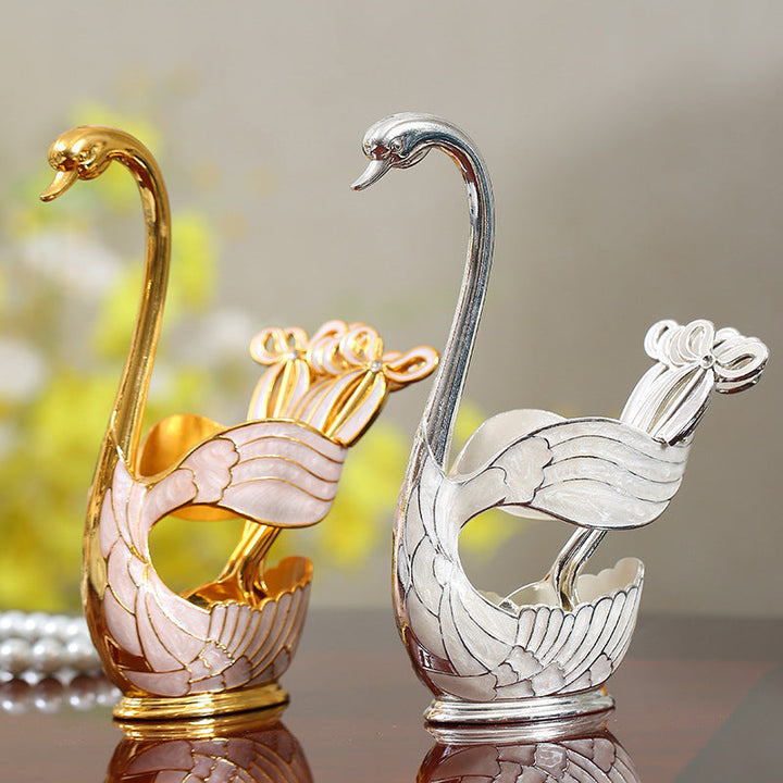 Home Decoration Swan Dessert Spoon/Fork Tableware Set | Stornfield
