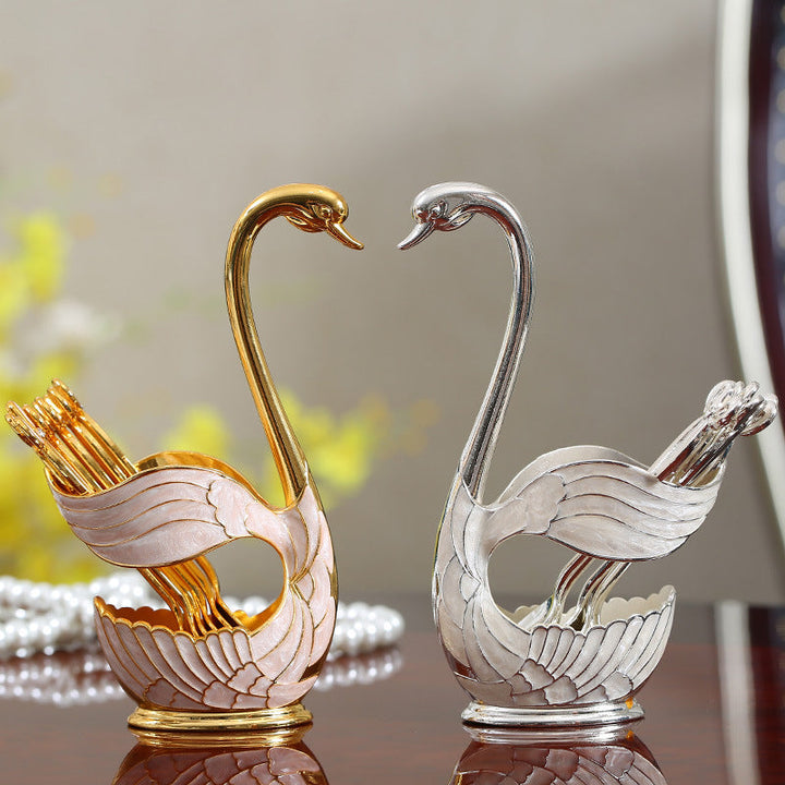 Home Decoration Swan Dessert Spoon/Fork Tableware Set | Stornfield