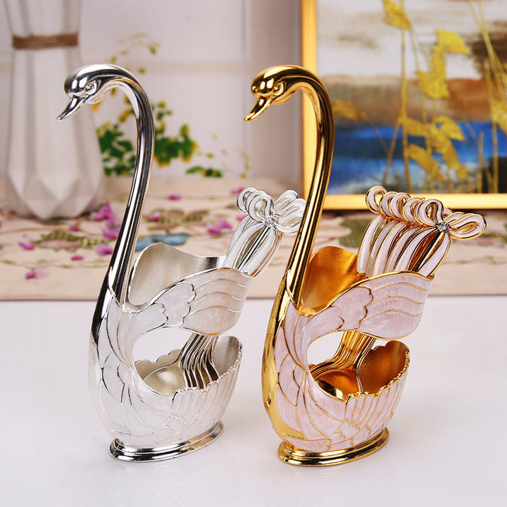 Home Decoration Swan Dessert Spoon/Fork Tableware Set | Stornfield