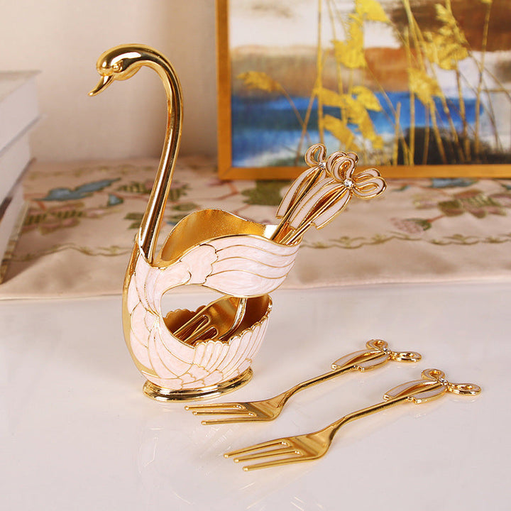 Home Decoration Swan Dessert Spoon/Fork Tableware Set | Stornfield