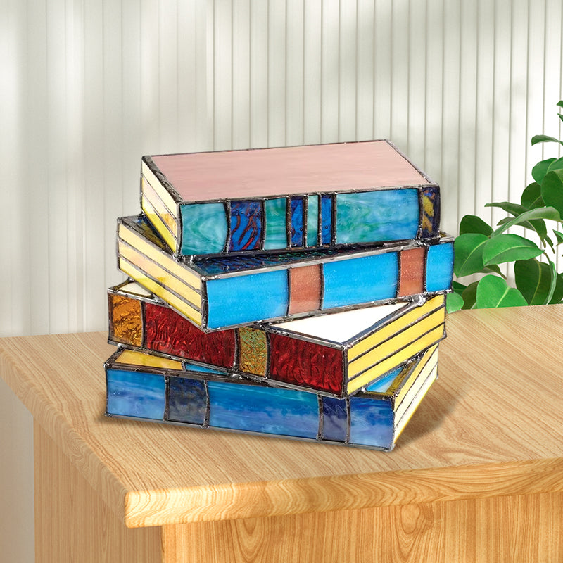 Stained Glass Stacked Books Lamp | Stornfield