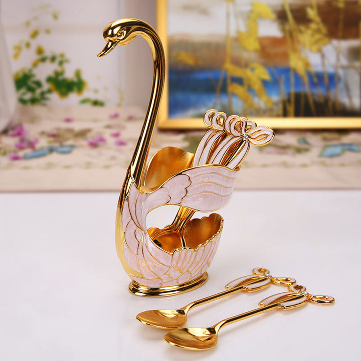 Home Decoration Swan Dessert Spoon/Fork Tableware Set | Stornfield
