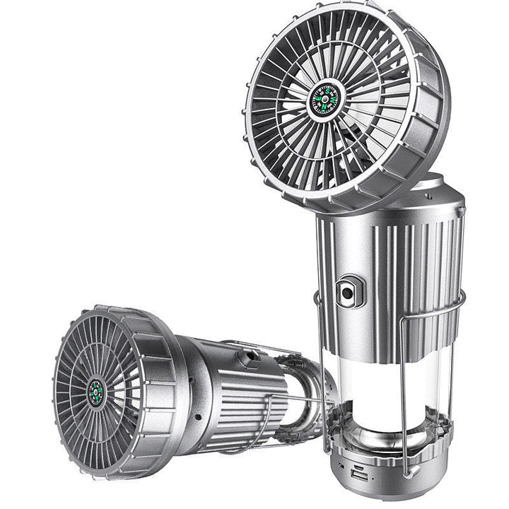 Multifunction Solar Camping Light with Fan, Bluetooth Speaker, Power Bank & Compass | Stornfield