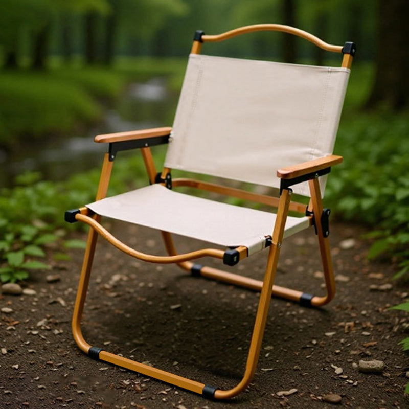 Modern Minimalist Square Fabric Carbon Steel Beech Wood Backrest Armrest Folding Chair For Outdoor | Stornfield