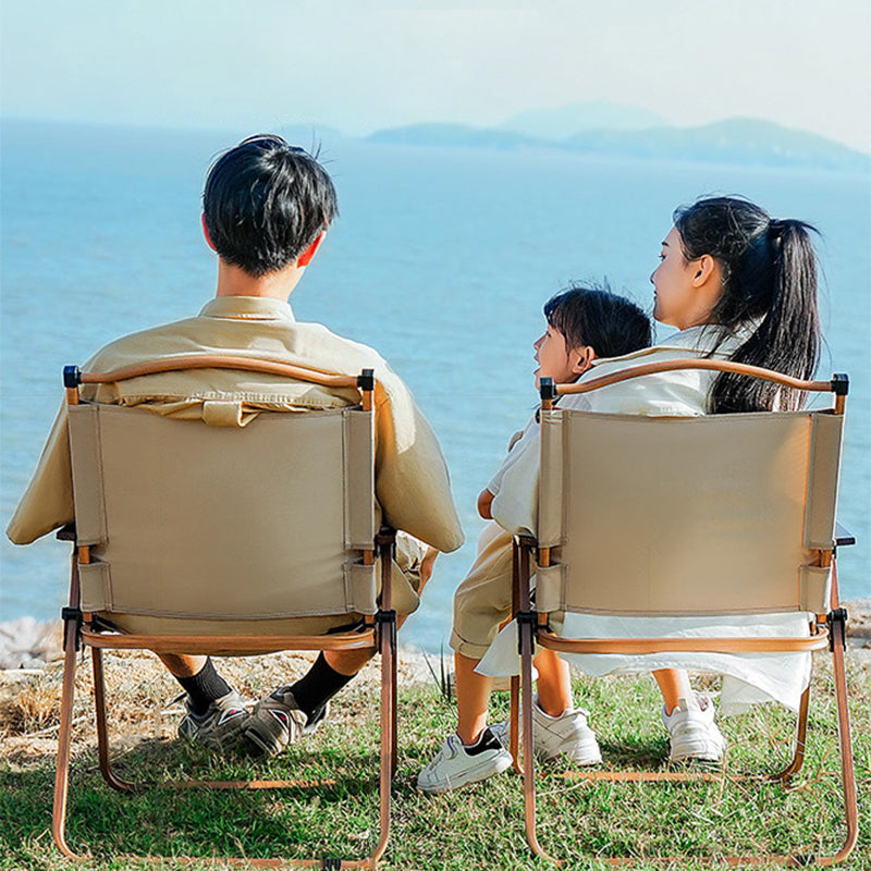 Modern Minimalist Square Fabric Carbon Steel Beech Wood Backrest Armrest Folding Chair For Outdoor | Stornfield