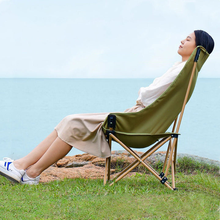 Modern Minimalist Square Fabric Carbon Steel Beech Wood Backrest Armrest Folding Chair For Outdoor | Stornfield