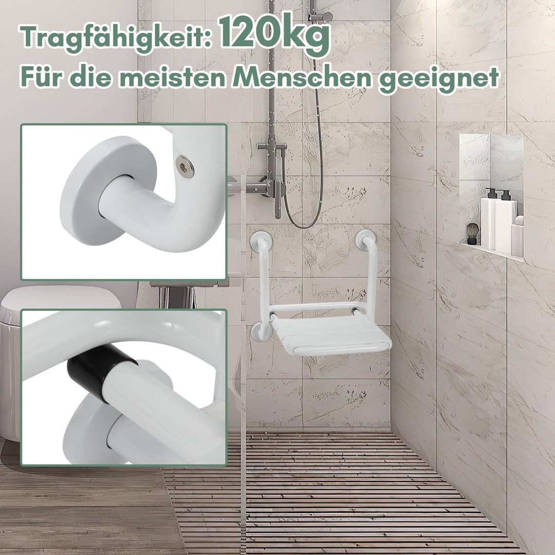 Foldable shower seat with armrests wall-mounted | Stornfield