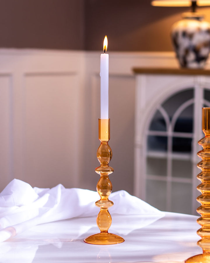 Stornfield | Beautiful Glass Candle Holder - Orange