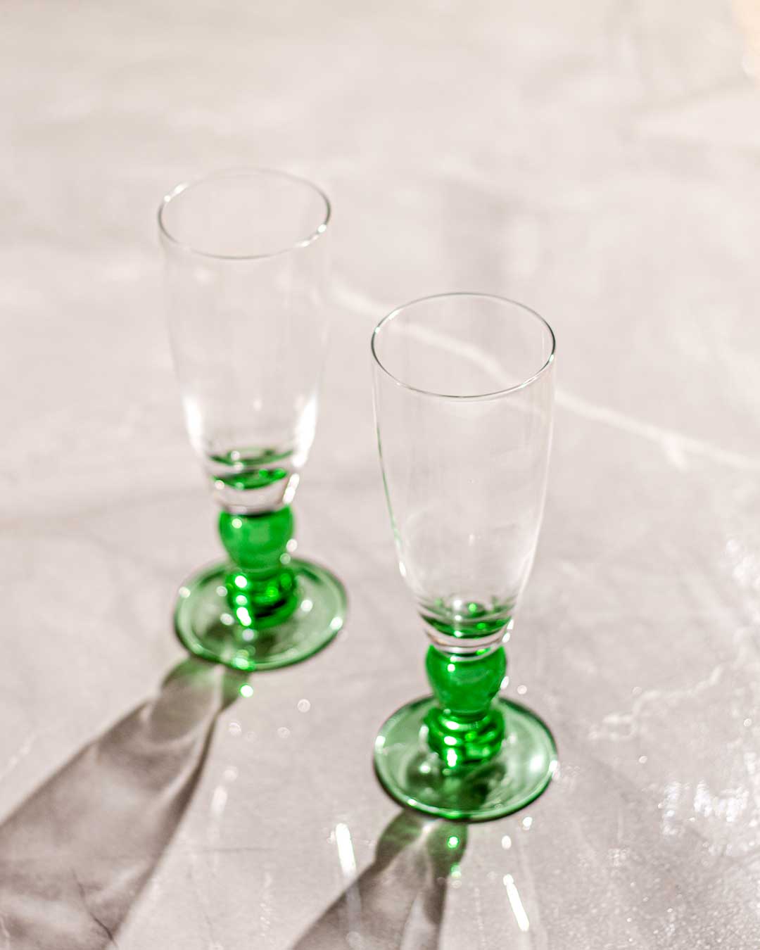Stornfield | Green Swirl Champagne Flutes - Set of 6