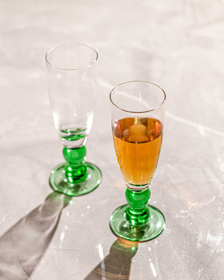 Stornfield | Green Swirl Champagne Flutes - Set of 6
