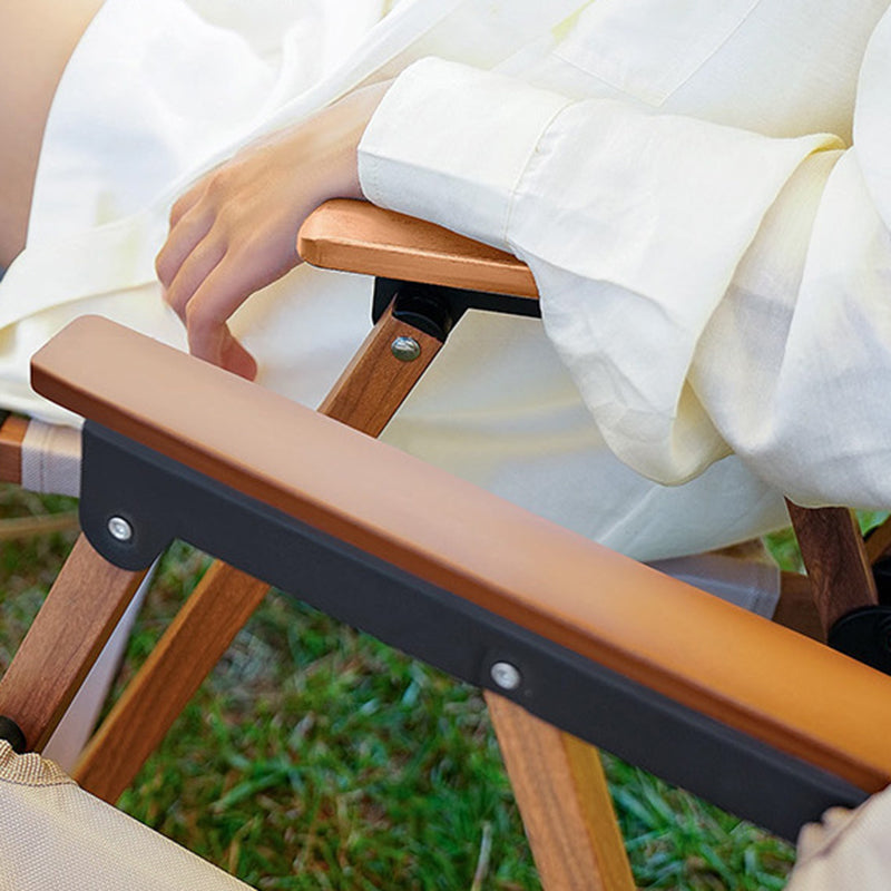 Modern Minimalist Square Fabric Carbon Steel Beech Wood Backrest Armrest Folding Chair For Outdoor | Stornfield