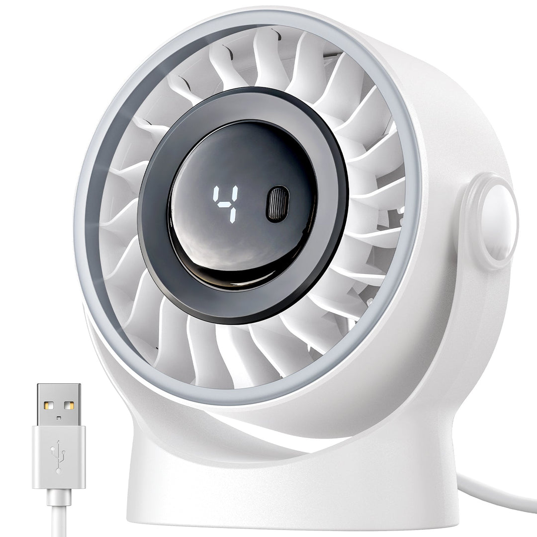 4-Speed USB Rechargeable Desktop Fan with Smart LED Display | Stornfield