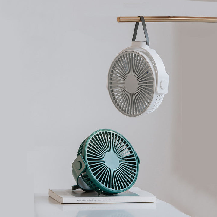 2-in-1 Rechargeable Portable Hanging / Desk Fan, with Night Light, 4 Adjustable Wind Speeds | Stornfield