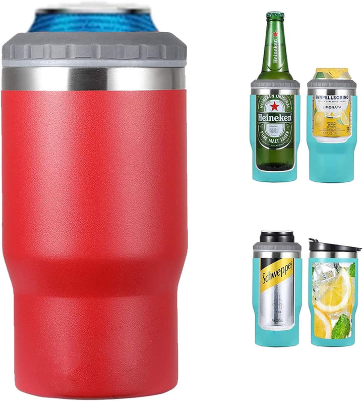 Stornfield | 4-in-1 Stainless Steel Can/Bottle Thermos, 14 Oz Dual-Purpose Lid, Insulated SUS Can Cooler, Beer Bottle Holder (Black)