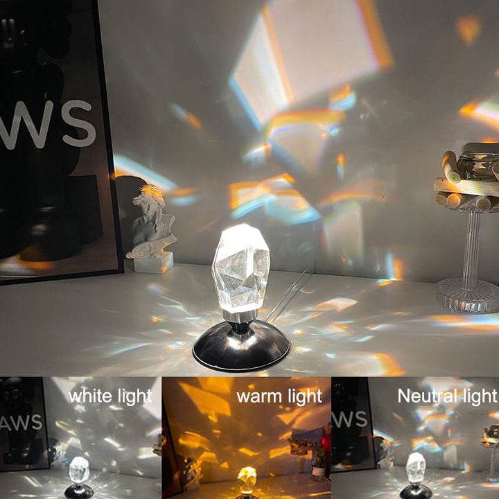 Stornfield | LuxorLite Diamond Crystal LED Table Lamp | Luxurious Mood Light | 3 or 16 Color Changing | Cordless Night Light