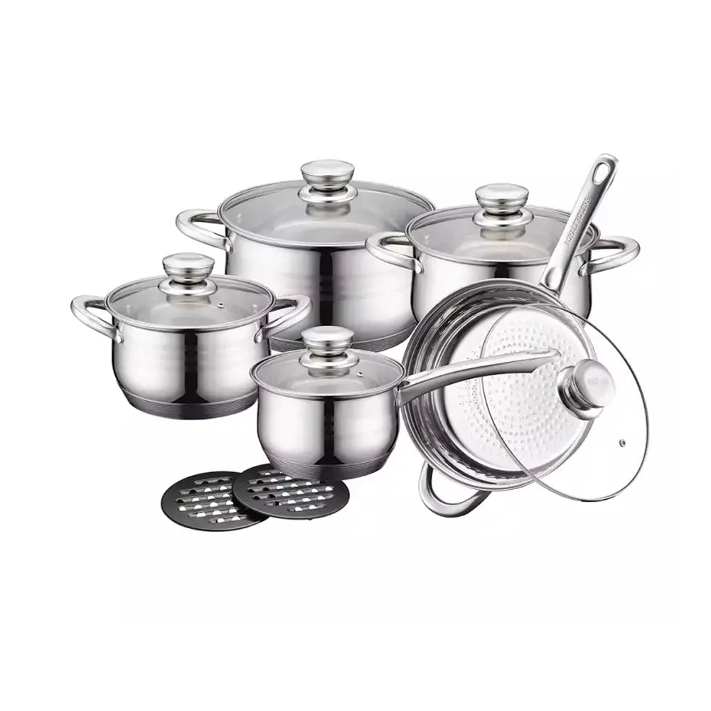 Royalty Line Cookware Set made of Stainless Steel (12 Pieces) | Stornfield