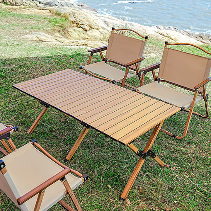 Modern Minimalist Square Fabric Carbon Steel Beech Wood Backrest Armrest Folding Chair For Outdoor | Stornfield