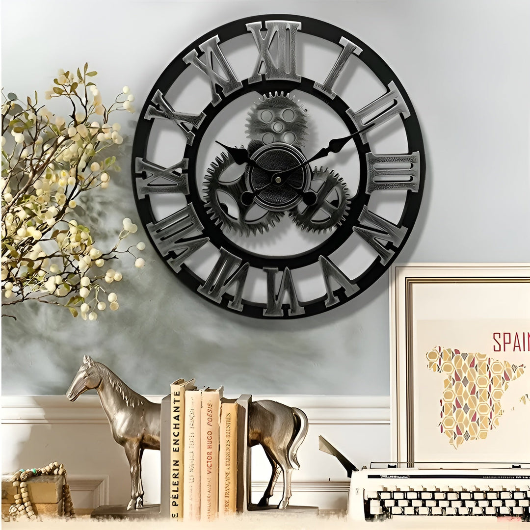Wall clock in gear design – Industrial look for stylish wall decor | Stornfield
