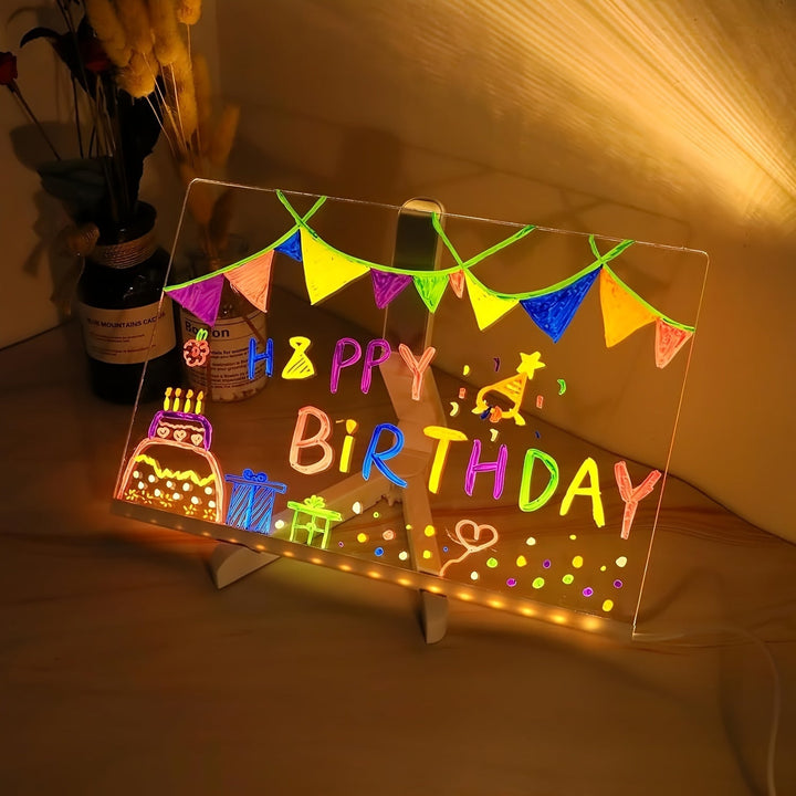 Stornfield | USB LED Noteboard with 12 Color Pens - Light Up Message Board for Office & Home