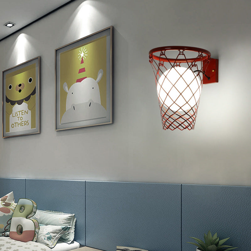 Stornfield | Slamora Applique Murale Enfant | Design Panier de Basketball | Verre & Métal | Style Art Déco | Lumière de Chambre