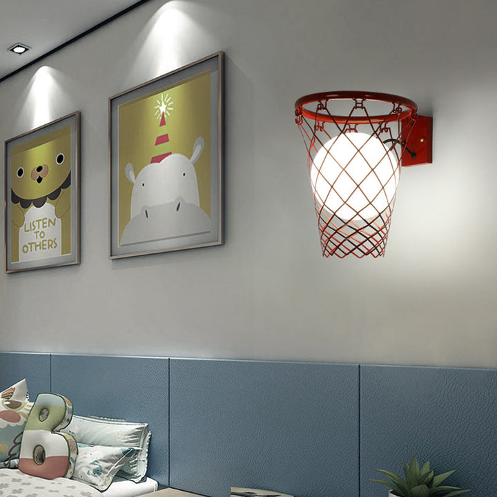 Stornfield | Slamora Applique Murale Enfant | Design Panier de Basketball | Verre & Métal | Style Art Déco | Lumière de Chambre