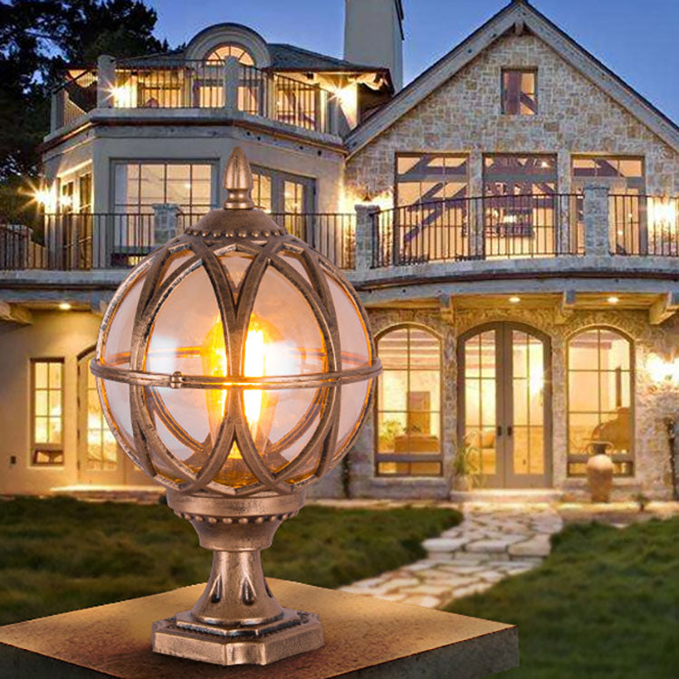 Traditional Colonial Globe Glass Aluminum 1-Light Outdoor Light For Garden | Stornfield