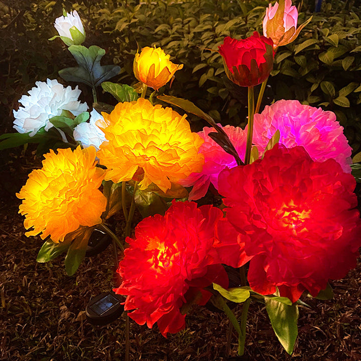 Contemporary Creative Solar Peony Flower LED Waterproof Lawn Landscape Insert Light For Outdoor Patio | Stornfield