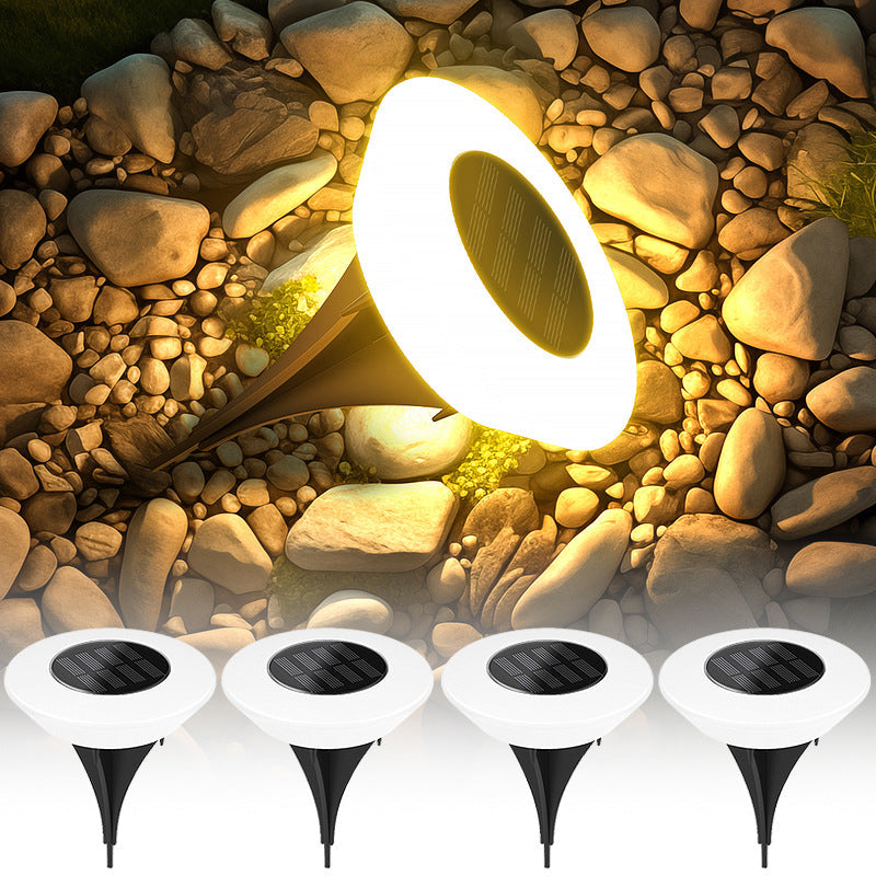 Modern Simplicity Solar Waterproof PP PS Round Conic LED Landscape Lighting Outdoor Light For Garden | Stornfield