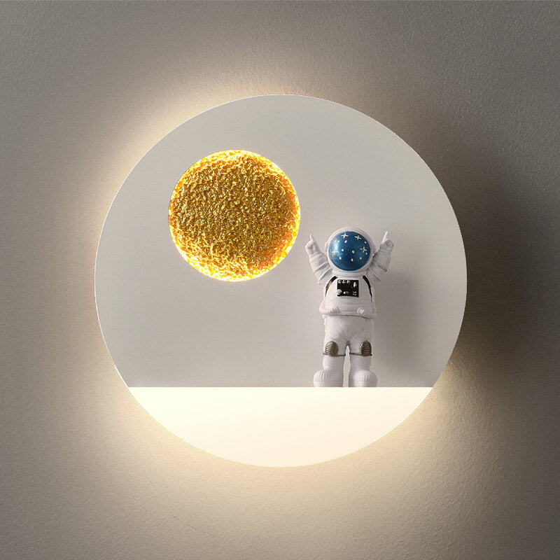 Stornfield | Creative Contemporary Iron Resin Astronaut LED Round Wall Lamp for Bedroom