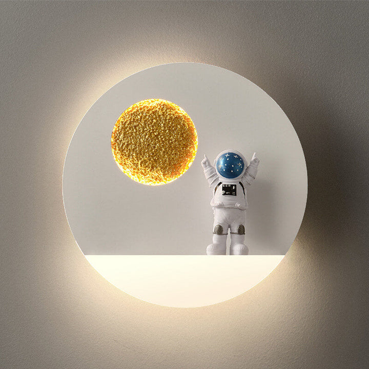 Stornfield | Creative Contemporary Iron Resin Astronaut LED Round Wall Lamp for Bedroom