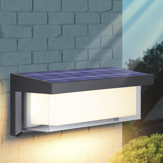Modern Minimalist Solar Rectangle PC LED Outdoor Wall Sconce Lamp For Outdoor Patio | Stornfield