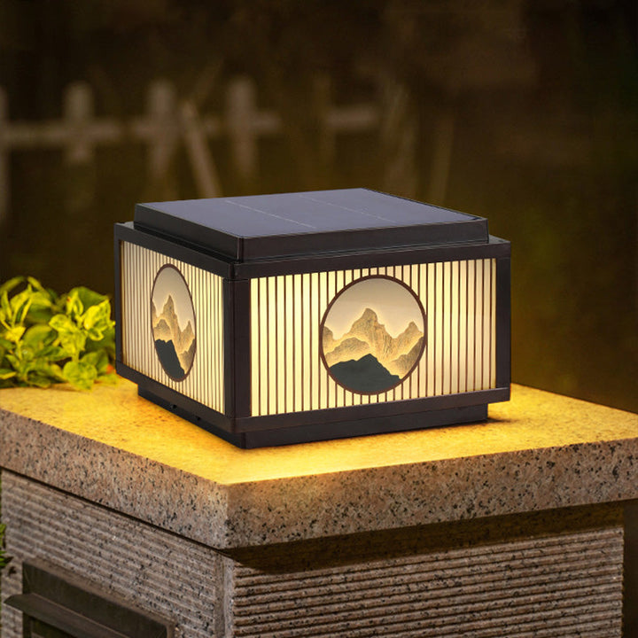 Modern Minimalist Solar Waterproof Square Aluminum Glass LED Post Head Light For Garden | Stornfield