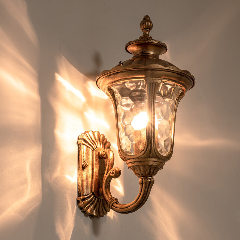 Traditional European Waterproof Castle Shaped Aluminum Glass 1-Light Outdoor Wall Sconce Lamp For Garden | Stornfield