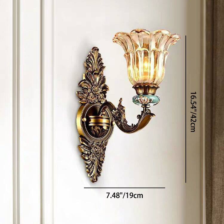 Stornfield | FlorisLuxe European Wall Sconce | Blossom Design | 1-2 Lights | High Quality Resin & Glass | Elegance for Living Room & Hallway
