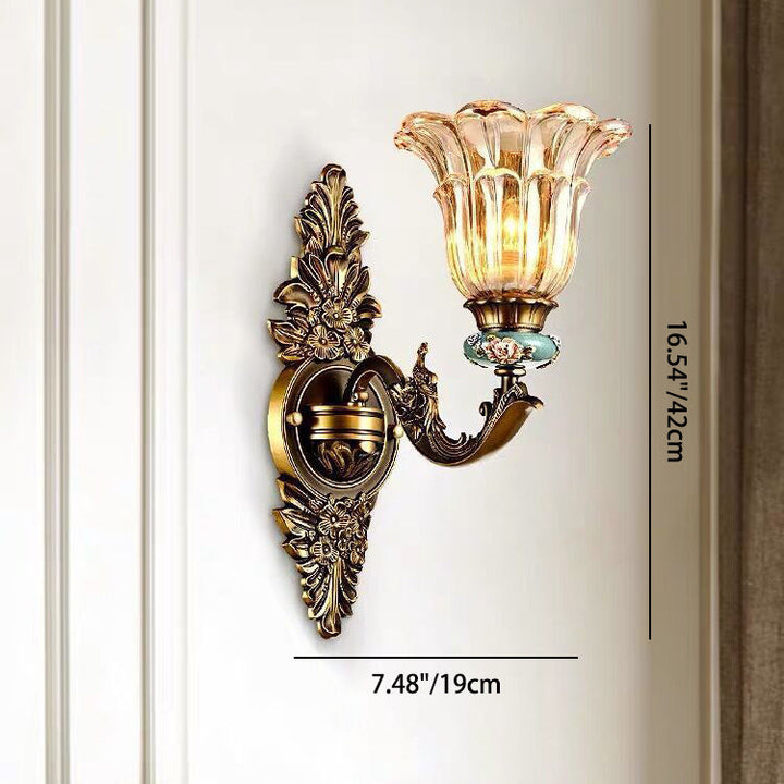 Stornfield | FlorisLuxe European Wall Sconce | Blossom Design | 1-2 Lights | High Quality Resin & Glass | Elegance for Living Room & Hallway