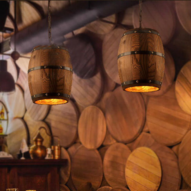 Stornfield | BarrelGlow Vintage Luster Pendant | Wooden Wine Barrel Design | 1-Light | Rustic Lighting
