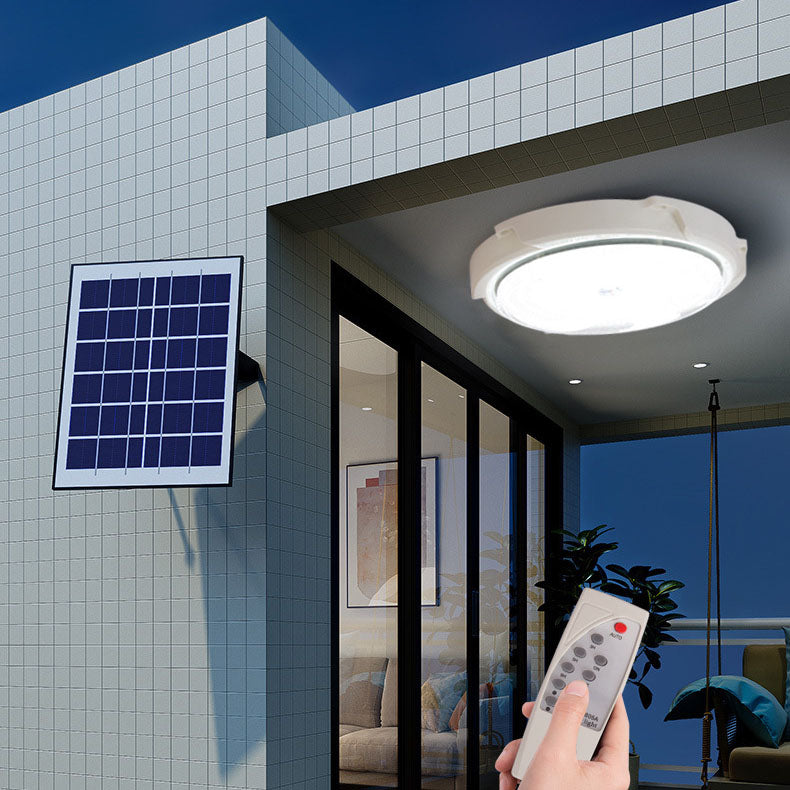 Modern Round Solar LED Remote Control Outdoor Indoor Flush Mount Lighting | Stornfield