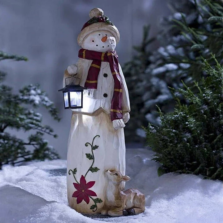 Woodland Snowman with Solar Lantern | Stornfield