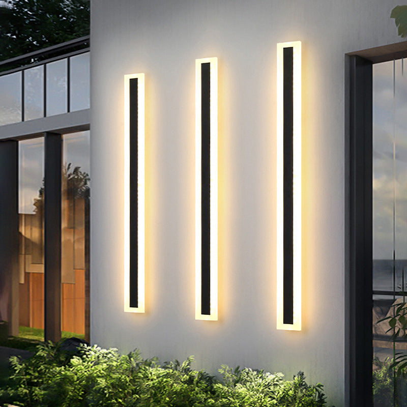 Modern Minimalist Long Rectangular Aluminum Acrylic LED Wall Sconce Lamp For Garden | Stornfield