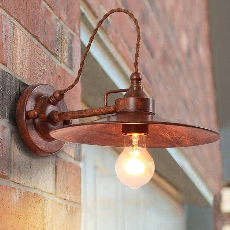 Contemporary Industrial Waterproof Metal Plate Bowl 1-Light Wall Sconce Lamp For Outdoor Patio | Stornfield