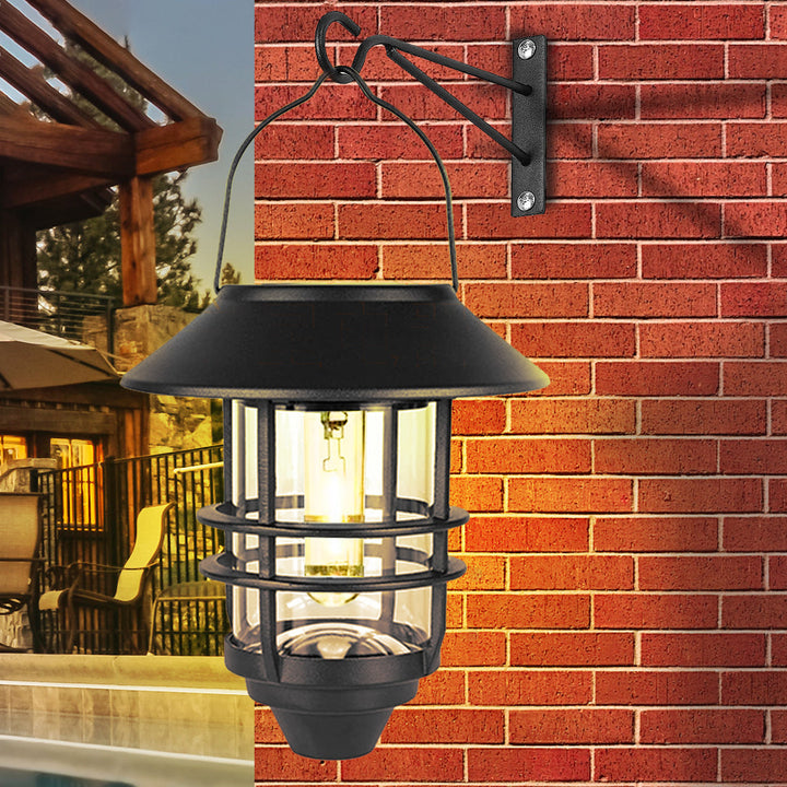 Contemporary Retro Solar Waterproof Aluminum Glass Lantern Cylinder 1-Light Hanging Wall Sconce Lamp For Outdoor Patio | Stornfield
