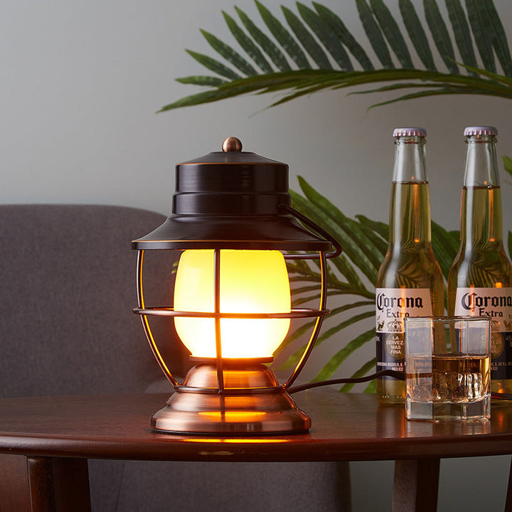 Traditional Farmhouse Waterproof Rechargeable Iron Acrylic Cylinder LED Table Lamp For Entertainment Room | Stornfield