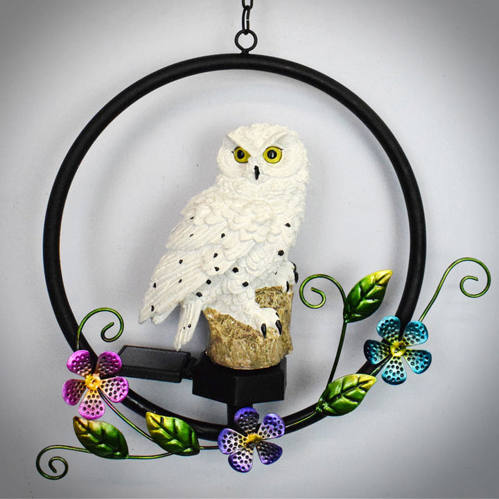Stornfield | European Rustic Owl Shaped Solar Waterproof Outdoor Pendant Light