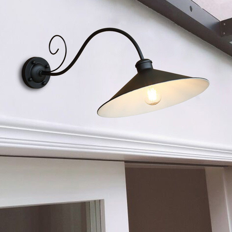 Contemporary Retro Waterproof Iron Round 1-Light Wall Sconce Lamp For Garden | Stornfield