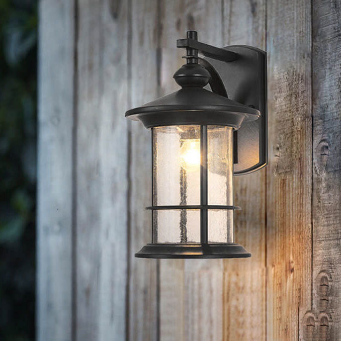 Industrial Vintage Bubble Glass Column 1-Light Outdoor Waterproof Wall Sconce Lamp | Stornfield