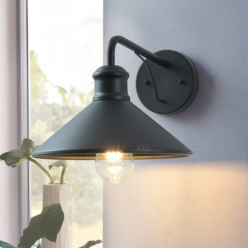 Modern Minimalist Cone Iron 1-Light Wall Sconce Lamp For Outdoor Patio | Stornfield