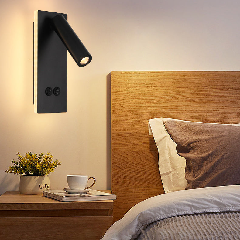 Stornfield | Rectangular Round Minimalist Modern Aluminum Iron LED Wall Lamp for Bedroom