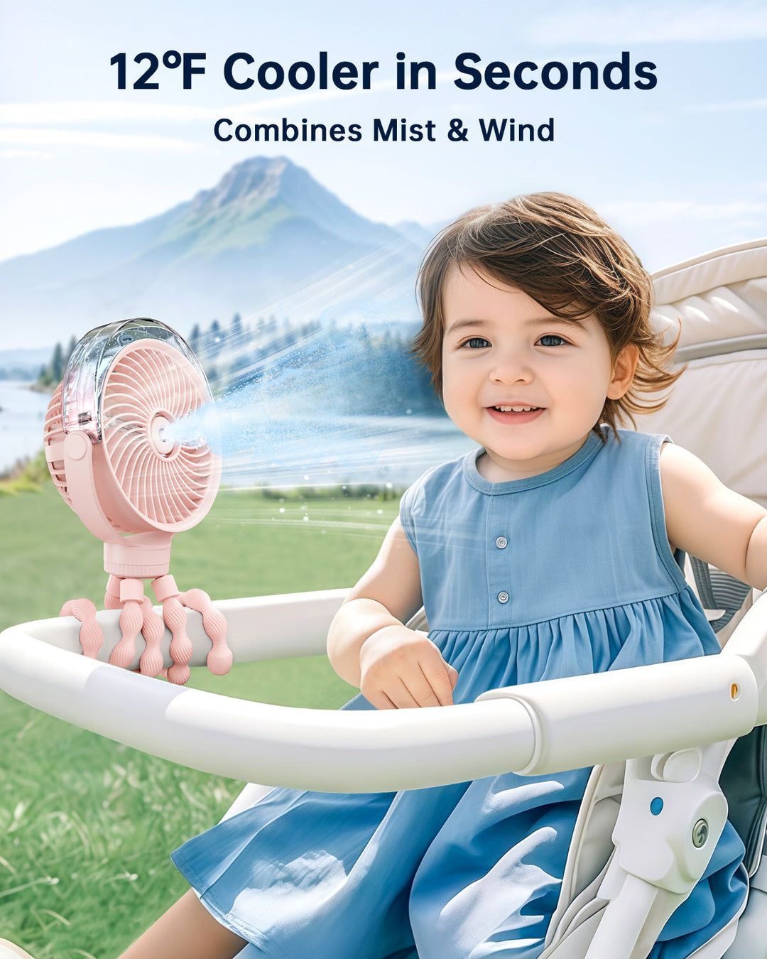 Misting Stroller Fan – Portable Baby Fan with Spray | Stornfield