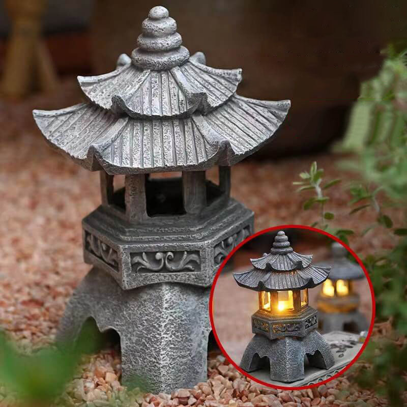 Retro Decorative Solar Tower Resin LED Outdoor Landscape Lighting | Stornfield